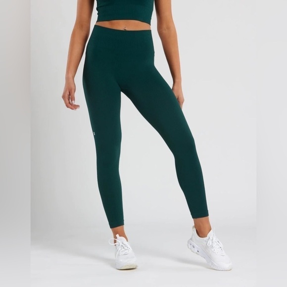 Gym + Coffee Lotus Rib Knit Leggings in Wild Green - Picture 1 of 9